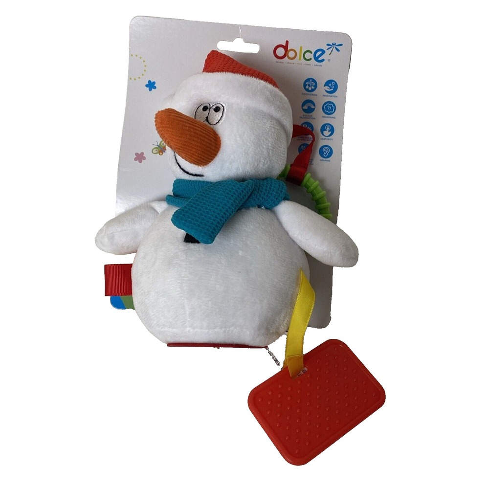 Dolce Winter White Snowman Plush Baby Teething Activity Toy Plush great gift new